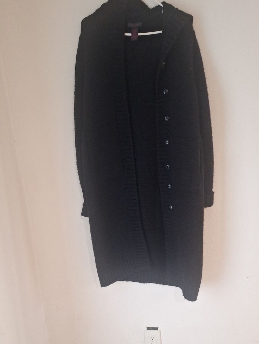 Vintage Y2k Ralph Lauren Black Long Hooded Button Cardigan Sz M